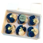 Royal blue & white cupcakes