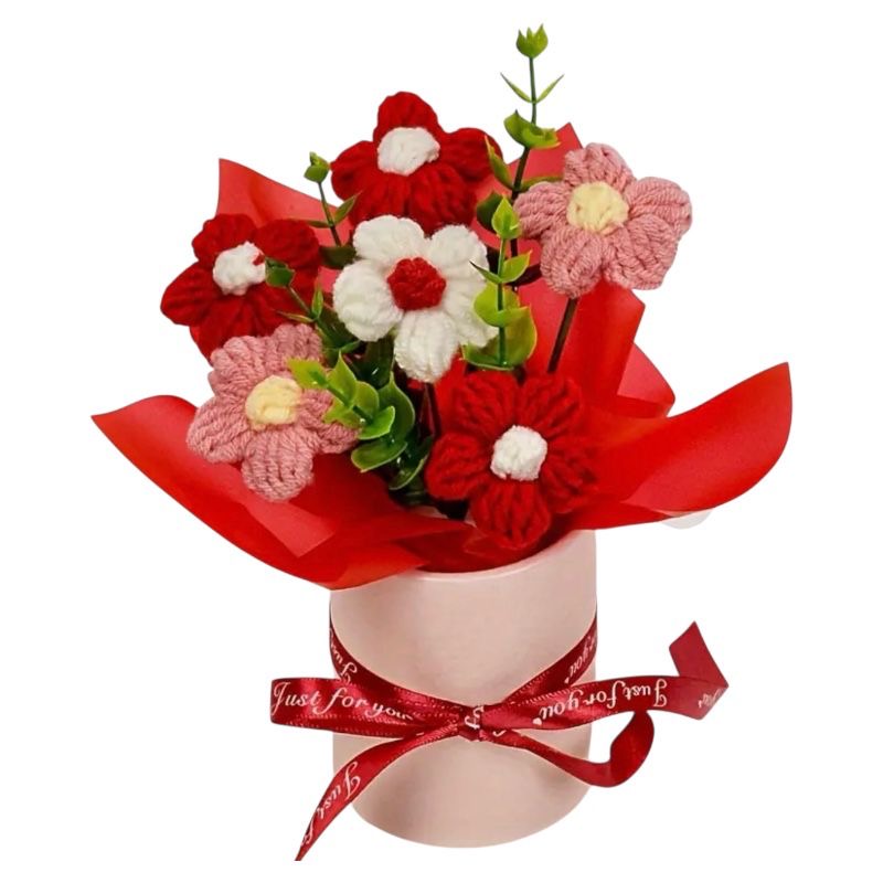 Handmade Crochet Daisy Vase